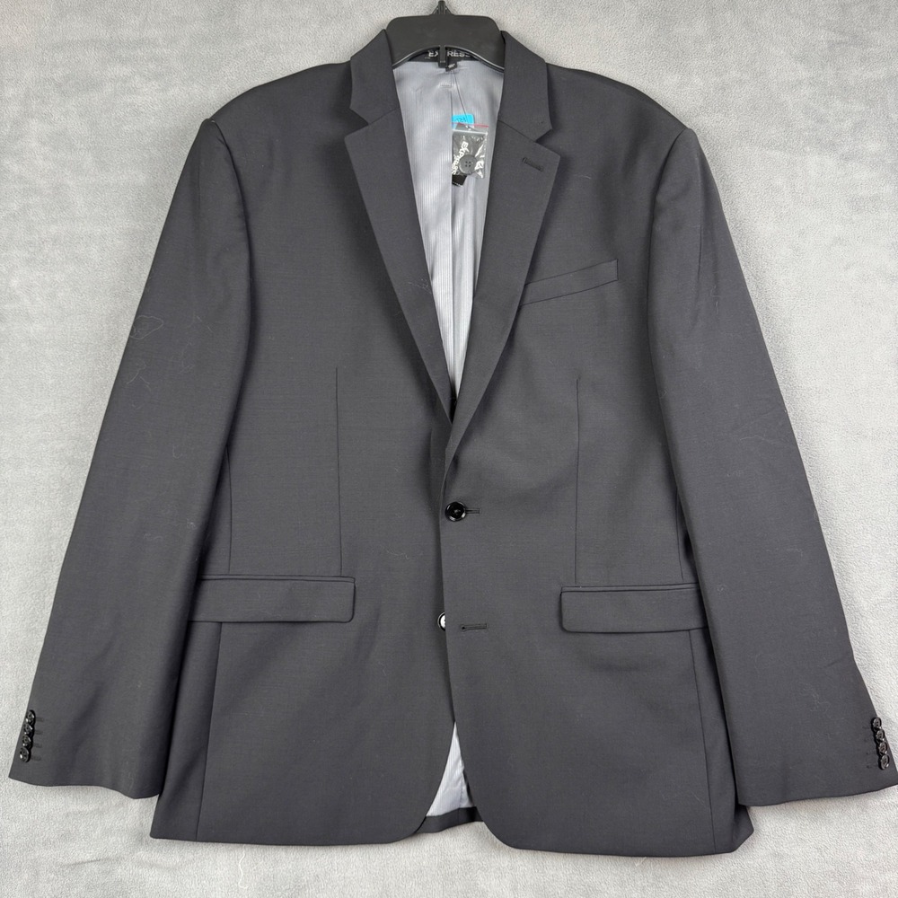 Express Mens Modern Fit Producer Black Wool Blend Suit Jacket Blazer 42R NEW